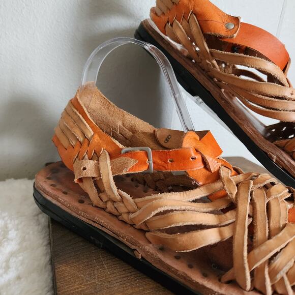 Men's Boho Hand Crafted Huaraches Leather Strappy Sandals Men's Size 8 - Picture 5 of 12